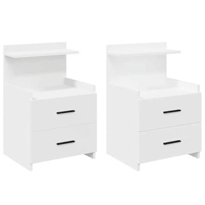 Nachtkastjes 2 st met 2 lades wit 40x36,5x62 cm