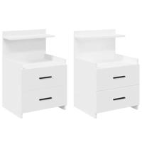 Nachtkastjes 2 st met 2 lades 40x36,5x62 cm wit - thumbnail