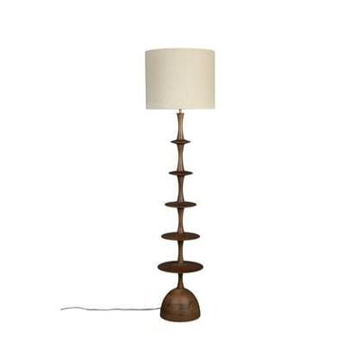 Dutchbone Vloerlamp 'Cath' Mangohout en linnen, 180cm