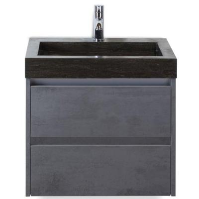 Dante Badmeubelset 60 cm - Beton Antraciet - Wastafel Hardsteen Wit Lucca