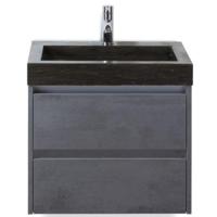 Dante Badmeubelset 60 cm - Beton Antraciet - Wastafel Hardsteen Wit Lucca - thumbnail