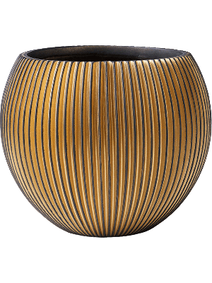 Vaas bol Groove 29x25 zwart goud Vaas bol Groove 29x25 zwart goud