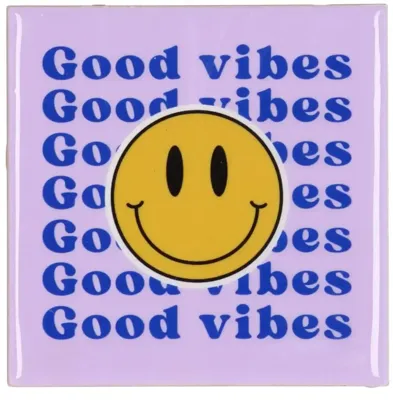 Tegeltje Smiley Good Vibes 10X10X1CM