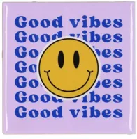 Tegeltje Smiley Good Vibes 10X10X1CM - thumbnail