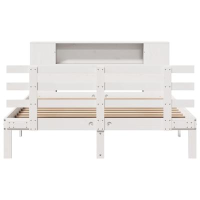 Bed met boekenkast zonder matras grenenhout wit 150x200 cm - thumbnail