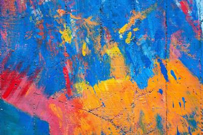 Schilderij - Abstract geverfde muur, Kleurrijk schilderij, premium Print, Wanddecoratie