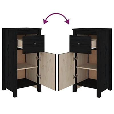 Dressoirs 2 st 40x35x80 cm massief grenenhout zwart - thumbnail