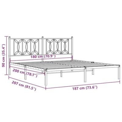 Bedframe met hoofdbord metaal zwart 180x200 cm