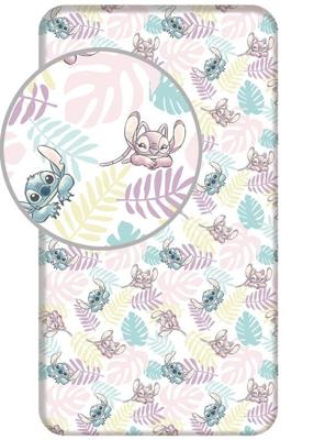 Stitch hoeslaken Bladeren - Eenpersoons - 90 x 200 cm - Katoen