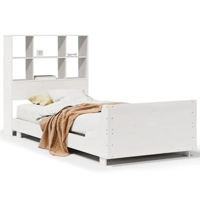 Bedframe zonder matras massief grenenhout wit 140x190 cm