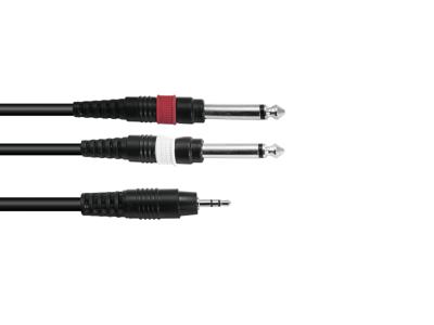 OMNITRONIC Adapter Cable 3.5 Jack/2xJack 3m bk