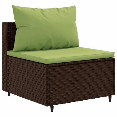 6-delige Loungeset met kussens poly rattan bruin - thumbnail