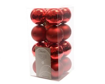 Kerstballen kunststof 4cm kerstrood 16st
