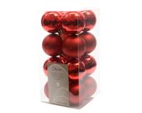 16 Kerstballen plastic glans-mat 40mm kerstrood KSD - Ksd - thumbnail