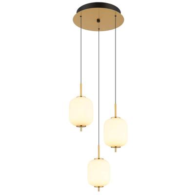 Globo Gouden hanglampEwald 3-lichts Ø 37,5cm wit glas - 15217-3