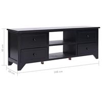 Tv-meubel 108x30x40 cm massief paulowniahout zwart - thumbnail