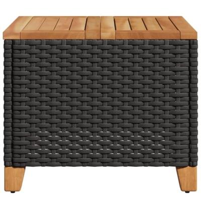 Tuintafel 45x45x37 cm poly rattan en acaciahout zwart