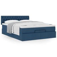 Ottoman bed met matras 140x200cm stof blauw - thumbnail