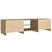 Tv-meubel met LED 140x40x35,5 cm bewerkt hout artisanaal eiken - thumbnail