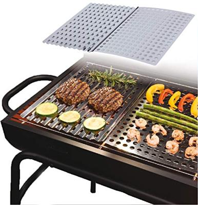 Bbq grill plaat 2 delig rvs 46x30cm