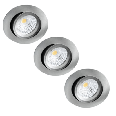 3 PACK - LED&apos;s Light Pro LED Inbouwspot Nikkel - DimToWarm - Ø 68mm - Kantelbaar - Warm wit licht - CRI95