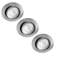 3 PACK - LED&apos;s Light Pro LED Inbouwspot Nikkel - DimToWarm - Ø 68mm - Kantelbaar - Warm wit licht - CRI95 - thumbnail