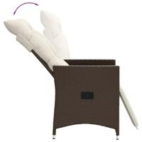 Tuinstoelen 2 st verstelbaar met kussens poly rattan bruin - thumbnail