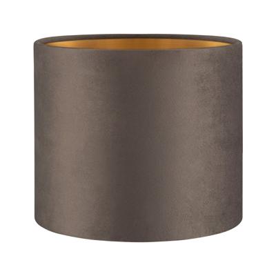 Fluweel - Velvet Lampenkap - Cilinder - Grey + goud - Luxe stijl - ø20 x 17 cm - E27 fitting - voor tafellampen en Pendellamp - voor woonkamer en eetkamer