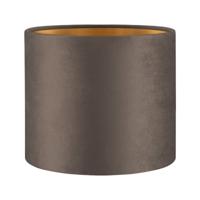 Fluweel - Velvet Lampenkap - Cilinder - Grey + goud - Luxe stijl - ø20 x 17 cm - E27 fitting - voor tafellampen en Pendellamp - voor woonkamer en eetkamer - thumbnail