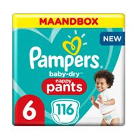 Pampers Baby-Dry Pants S6 116 Luierbroekjes Luchtdoorlatende Banen Maandbox - thumbnail