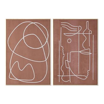 Schilderij Home ESPRIT Beige Terra cotta Abstract 83 x 4,3 x 123 cm (2 Stuks)