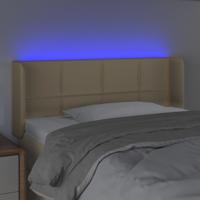 Hoofdbord LED 203x16x78/88 cm stof crèmekleurig - thumbnail