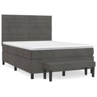 Boxspring met matras fluweel donkergrijs 140x190 cm - thumbnail