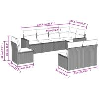 9-delige Loungeset met kussens poly rattan zwart - thumbnail