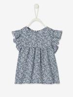 Baby T-shirt met bloemenprint marineblauw met print - thumbnail
