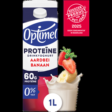 Optimel Proteine Drinkyoghurt Aardbei Banaan 0% Vet 1L bij Jumbo