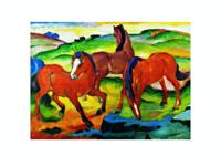 Kunstdruk Franz Marc - Die großen roten Pferde 71x56cm - thumbnail
