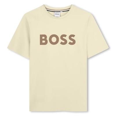 Hugo Boss Logo T-Shirt Kids Beige - Maat 11/12 jaar - Kleur: Beige | Soccerfanshop