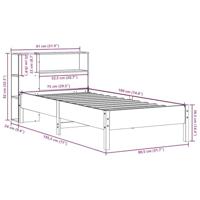 Bed met boekenkast zonder matras grenenhout wit 75x190 cm - thumbnail