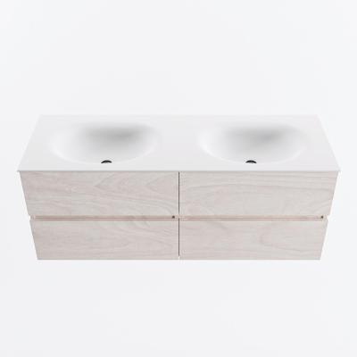 MONDIAZ VICA 130cm badmeubel onderkast Underlayment 4 lades. Wastafel MOON dubbel 2 kraangaten, kleur Talc.