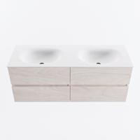 MONDIAZ VICA 130cm badmeubel onderkast Underlayment 4 lades. Wastafel MOON dubbel 2 kraangaten, kleur Talc. - thumbnail