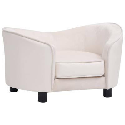 VidaXL Hondenbank 69x49x40 cm pluche en kunstleer crèmekleurig
