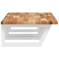 Badkamer wandschap staal en massief acaciahout - thumbnail