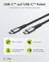 goobay USB-C > USB-C textielkabel met metalen aansluitingen - thumbnail