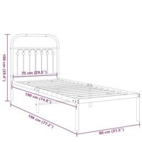 Bedframe met hoofdbord zonder matras metaal wit 75x190 cm - thumbnail
