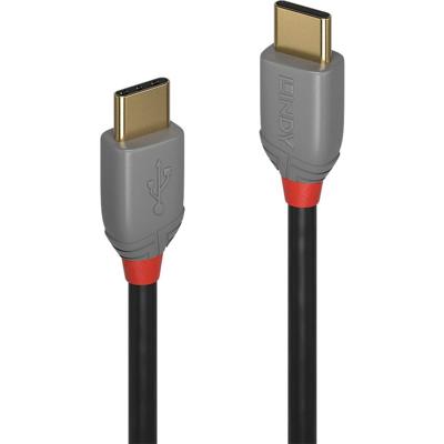 LINDY 36870 USB-kabel USB 2.0 USB-C stekker, USB-C stekker 0.50 m Zwart