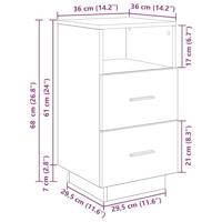 Nachtkastje met 2 lades 36x36x68 cm gerookt eikenkleurig - thumbnail