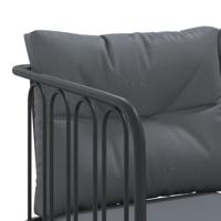 Loungeset met kussens staal en textileen zwart - thumbnail