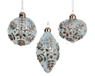 Kerstbal Glas Sneeuwvlok Hemelsblauw Ø8cm Assorti 1st Kerstbal Glas Sneeuwvlok Hemelsblauw Ø8cm Assorti 1st