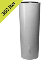 Garantia regenton met bloembak 350 liter zilver - thumbnail